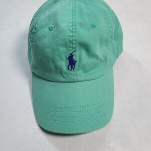 Polo Ralph Lauren Logo Baseball Style Hat Mint Green Navy Embroidered Adjustable